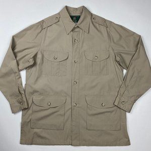 Vintage Orvis 4 Pocket Safari Shirt Jacket Mens 46 Long No-Belt Khaki Cotton USA